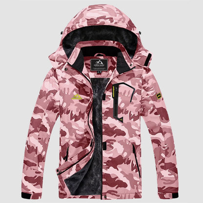 Women's Water-Resistant Fleece Ski Jacket with 4 Pockets - Warm Parka