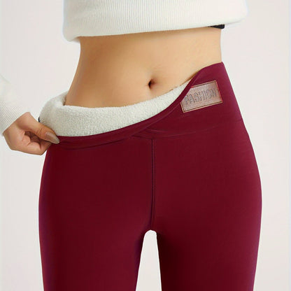 Winter-Thermo-Leggings, lässige, solide, dehnbare Leggings, Damenbekleidung