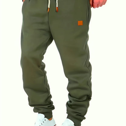 Calças de moletom masculinas com cordão, calças de moletom casuais com bolsos