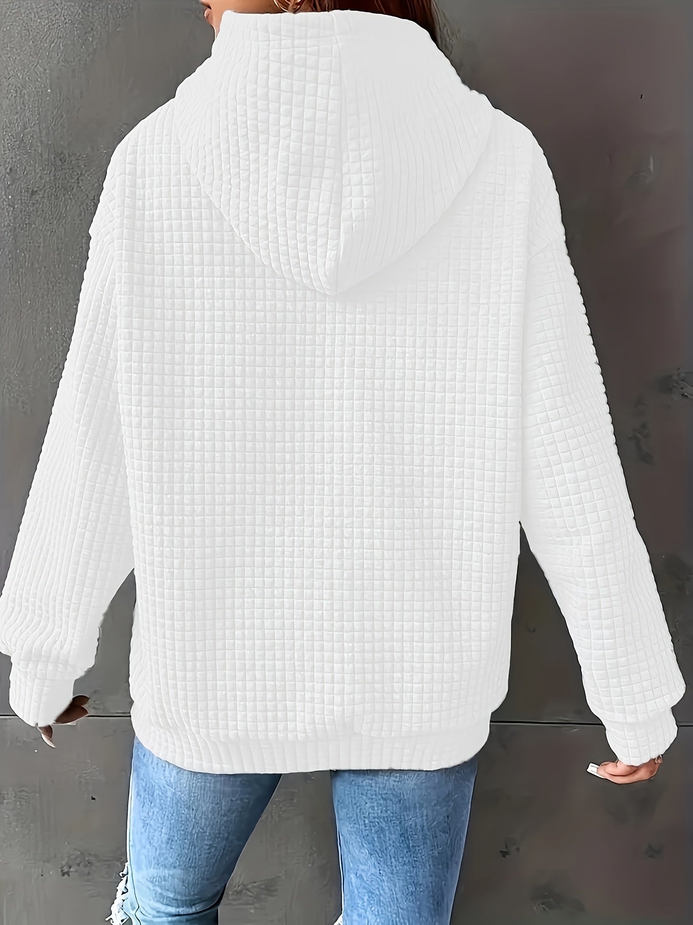 Cozy Waffle Knit Hoodie, Women's Long Sleeve Pullover for Fall/Winter.