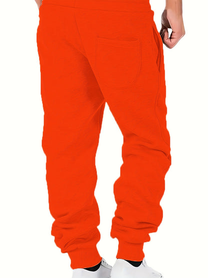 Calças de moletom masculinas com cordão, calças de moletom casuais com bolsos