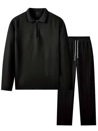 Men's 2-Piece Knitted Set, Pullover Sweatshirt & Drawstring Pants