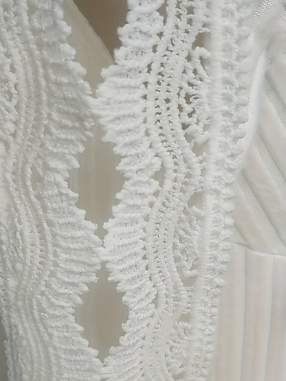 Lace Surplice Rib Knit Top, Long Sleeve, Casual for Spring/Fall.