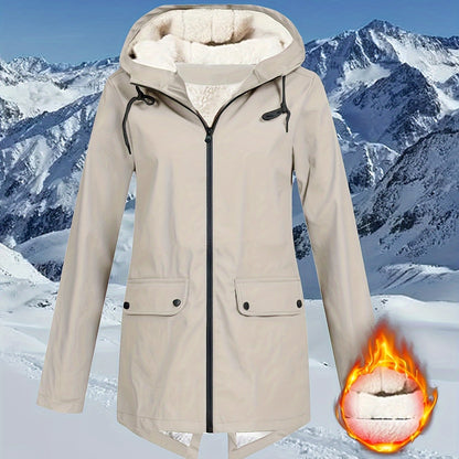 Flap Pockets Zip-up Hoodie Jacket - Casual Long Sleeve Windbreaker for Fall & Winter