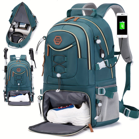 A Large Capacity Travel Backpack For Men, 40L Hiking Camping Backpack With Shoe Compartment, Multifunctional Casual Backpack, Can Fit A 17.3-inch Laptop Backpack.