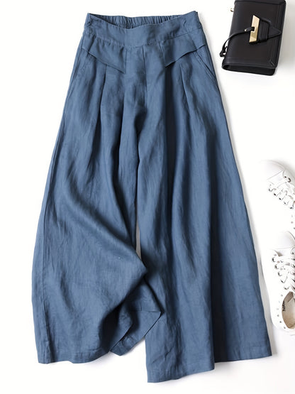 Calças largas sólidas, calças palazzo casuais para primavera e verão, roupas femininas