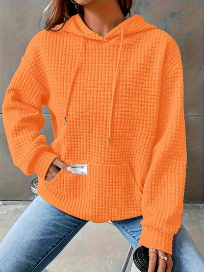 Cozy Waffle Knit Hoodie, Women's Long Sleeve Pullover for Fall/Winter.