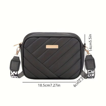 Bolsa tiracolo acolchoada feminina - couro sintético, alça ajustável