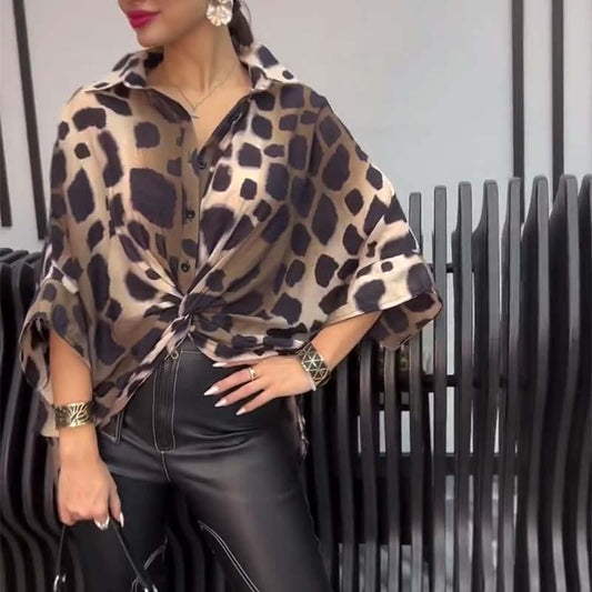 Amelia™ - Blusa Elegante Estampa Leopardo