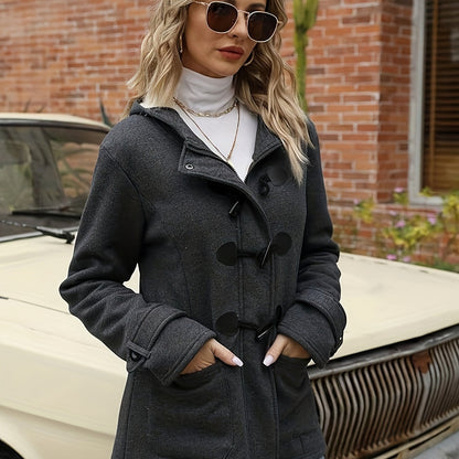 Women's Fashion Jacket Duffel Button Coat Hooded Winter Warm Jacket Sweatshirt