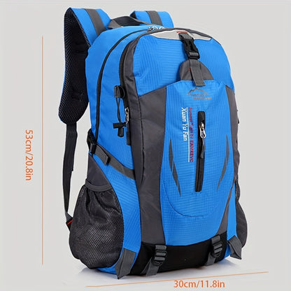 Universal Fit Nylon Hiking Backpack - 7.93-10.57gal Capacity, Non-Waterproof, Zip Closure, Alphabet Pattern, Sports Style for Climbing & Outdoor Activities