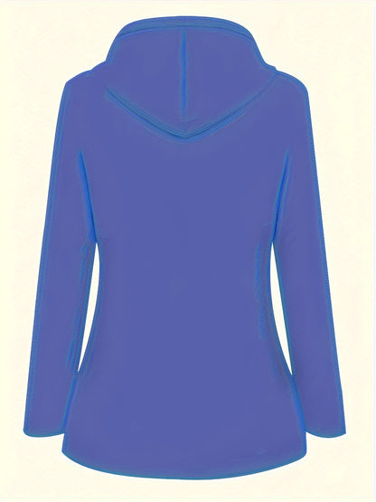 Damen-Windjacke mit Fleecefutter und Kapuze – wasserdichte, lässige Langarmjacke für Herbst/Winter