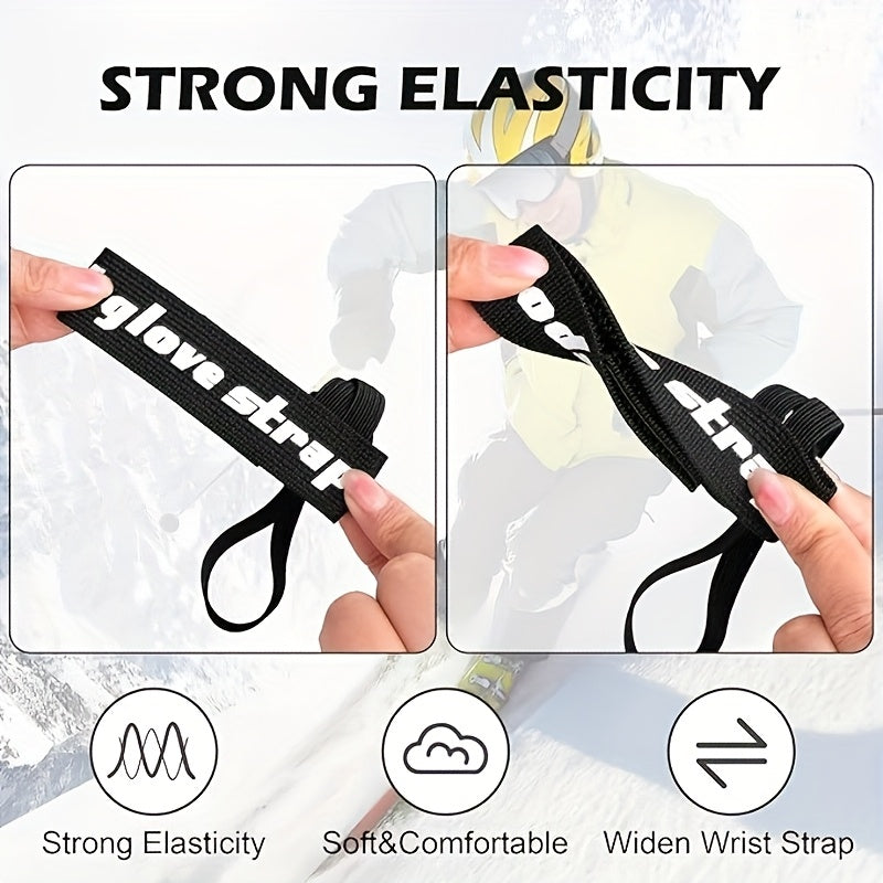 2-Pack/4-Pack Black Polyester Ski Glove Straps, Knit Fabric Wristbands for Secure Glove Hanging, Winter Outdoor Skiing Accessories, Suitable for Comprehensive Training, Ideal Gift for New Year and Valentine'S Day