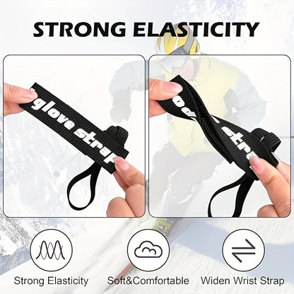 2-Pack/4-Pack Black Polyester Ski Glove Straps, Knit Fabric Wristbands for Secure Glove Hanging, Winter Outdoor Skiing Accessories, Suitable for Comprehensive Training, Ideal Gift for New Year and Valentine'S Day