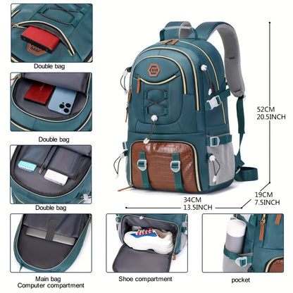Outdoor Travel Backpack With Large Capacity For Sports Camping, Suitable For Men And Women With 17-inch Laptop Compartment