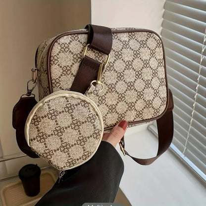Conjunto de bolsa geométrica crossbody - Mini bolsa com porta-moedas, couro sintético 