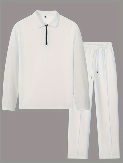 Men's 2-Piece Knitted Set, Pullover Sweatshirt & Drawstring Pants
