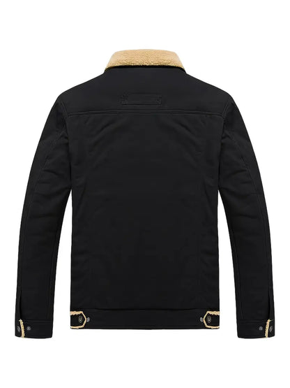 Men'S Plush Warm And Windproof Solid Color Casual Jacket Single Breasted Jacket