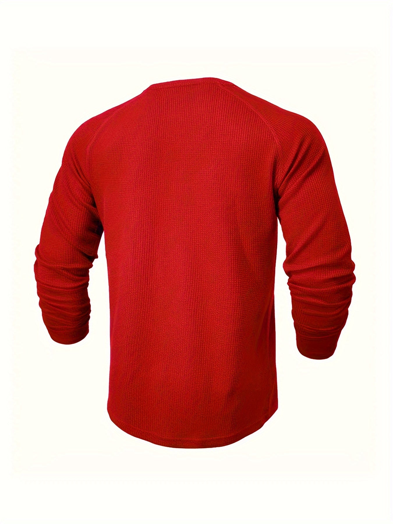 Camisa Henley Masculina Sólida, Manga Longa, Gola Redonda, Meio Botão