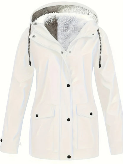 Casual Zip Hooded Puffer Jacket, Waterproof, Warm Outerwear