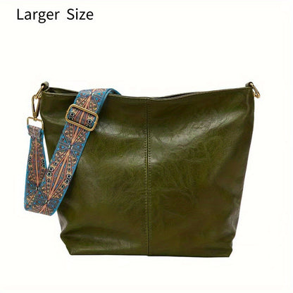 Bolsa Hobo com Alça Geométrica - Grande Capacidade, Retro Crossbody