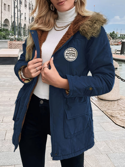 Women's Long Parka Jacket, Warm with Pockets