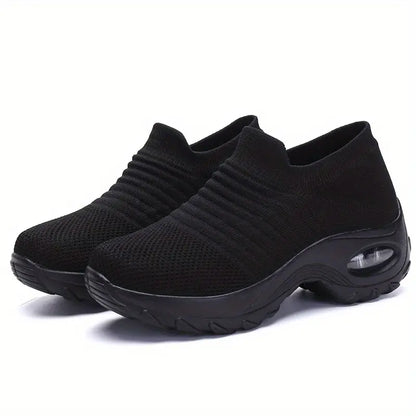 Strick-Sneaker für Damen – atmungsaktiv, zum Hineinschlüpfen, mit Luftpolster, bequem zum Laufen und Gehen
