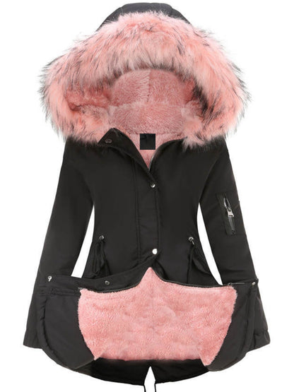 Olive Green Fleece-Lined Parka, Zip-Up Winter Coat