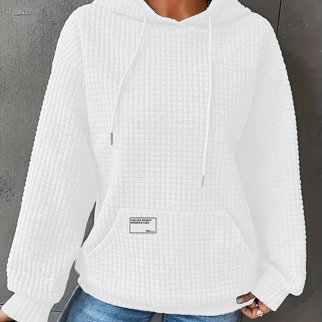 Cozy Waffle Knit Hoodie, Women's Long Sleeve Pullover for Fall/Winter.