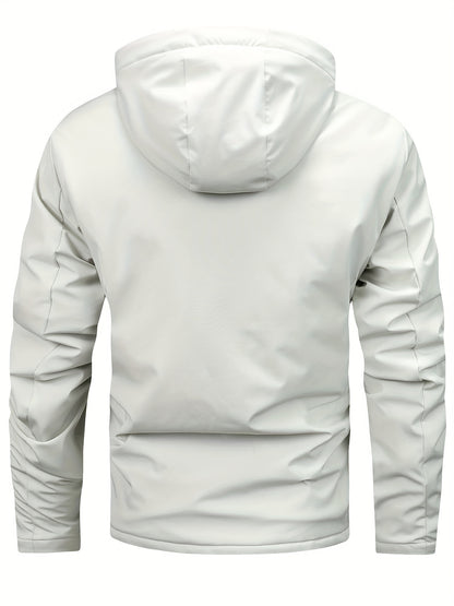 Casaco de lã com capuz masculino, casaco casual de inverno