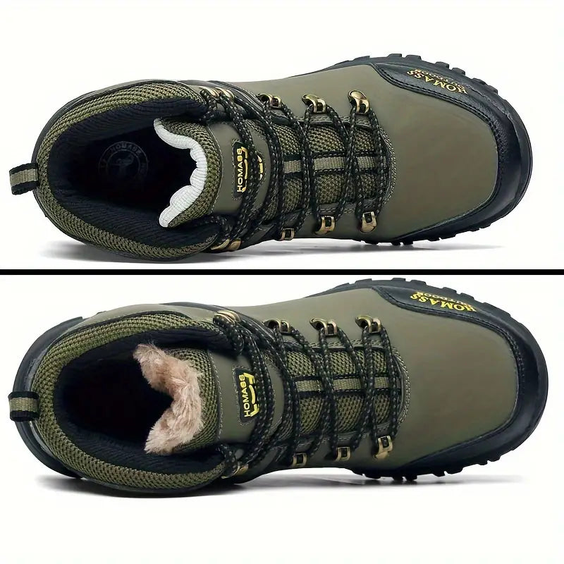Thermo-Wanderschuhe für Herren mit Plüschfutter, rutschfeste Sneaker mit Fußgewölbeunterstützung für den Außenbereich