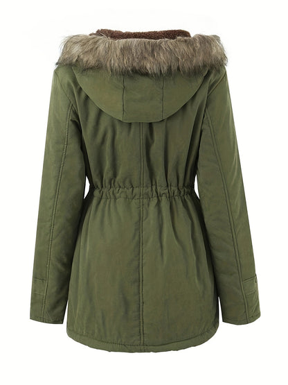 Women's Long Parka Jacket, Warm with Pockets