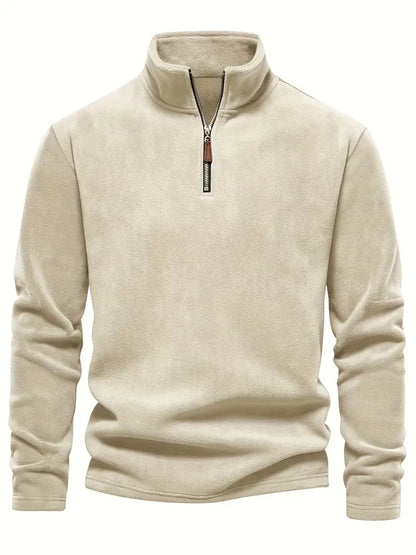 Camisa Henley de lã masculina de outono e inverno - Pulôver com gola alta e meio zíper - Perfeito para clima frio e atividades ao ar livre