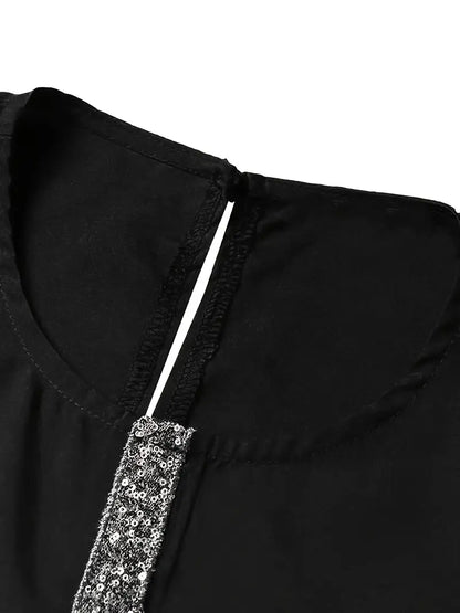 Elegant Green Sequin Abaya – Modest Long Sleeve Kaftan Dress