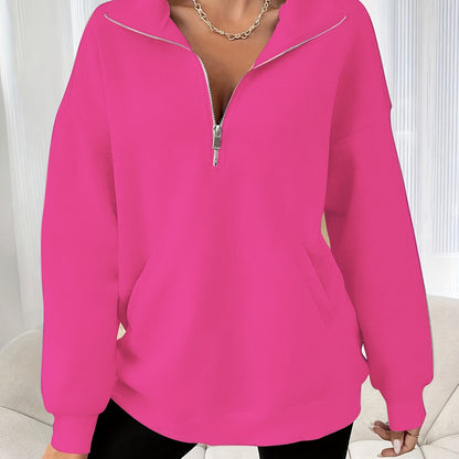 Zipper Pullover Sweatshirt, Casual Long Sleeve for Fall & Winter.