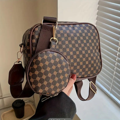 Conjunto de bolsa geométrica crossbody - Mini bolsa com porta-moedas, couro sintético 