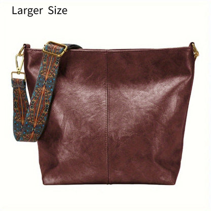 Bolsa Hobo com Alça Geométrica - Grande Capacidade, Retro Crossbody