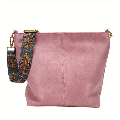 Bolsa Hobo com Alça Geométrica - Grande Capacidade, Retro Crossbody