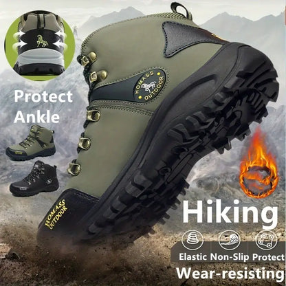 Thermo-Wanderschuhe für Herren mit Plüschfutter, rutschfeste Sneaker mit Fußgewölbeunterstützung für den Außenbereich