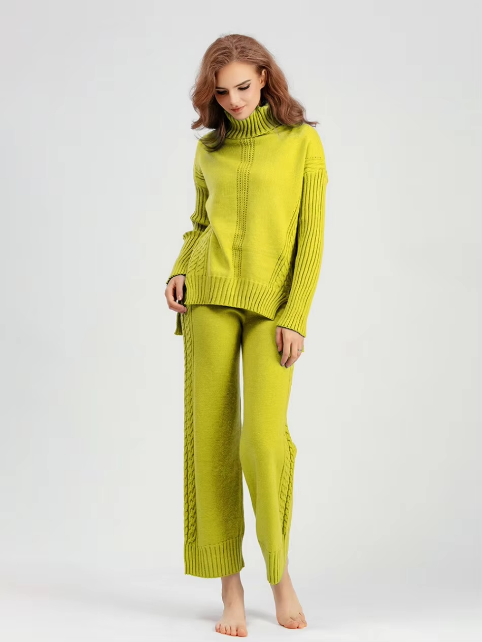 Scarlett™ - Stilvolles Set aus hochgeschlossenem Pullover-Strickpullover und lockerer Hose