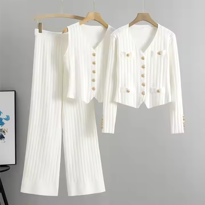 Amelia™ - Conjunto de colete de malha elegante coordenado