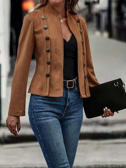 Zweireihige Jacke, langärmlige Vintage-Oberbekleidung für Frühling und Herbst.