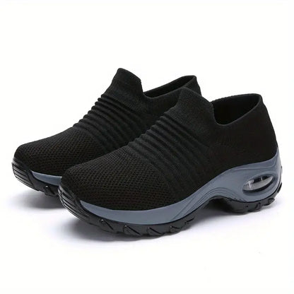 Strick-Sneaker für Damen – atmungsaktiv, zum Hineinschlüpfen, mit Luftpolster, bequem zum Laufen und Gehen