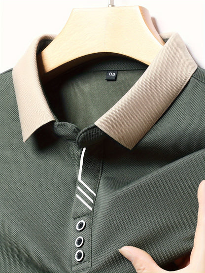 Camisa de manga comprida elástica leve masculina para golfe e uso casual