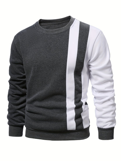 Color Block Casual Sweatshirt, Men's Crew Neck Fall/Winter Design