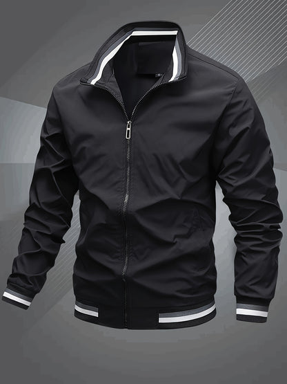 Klassische Bomberjacke mit Baseballkragen für Herren, Windbreaker für Frühling/Herbst