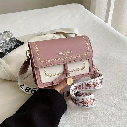 Bolsa de ombro com aba fashion - Bolsa transversal feminina com fivela e alça larga