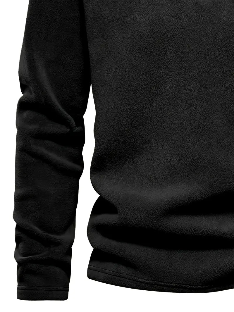 Camisa Henley de lã masculina de outono e inverno - Pulôver com gola alta e meio zíper - Perfeito para clima frio e atividades ao ar livre