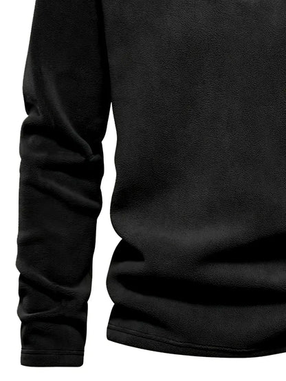 Camisa Henley de lã masculina de outono e inverno - Pulôver com gola alta e meio zíper - Perfeito para clima frio e atividades ao ar livre
