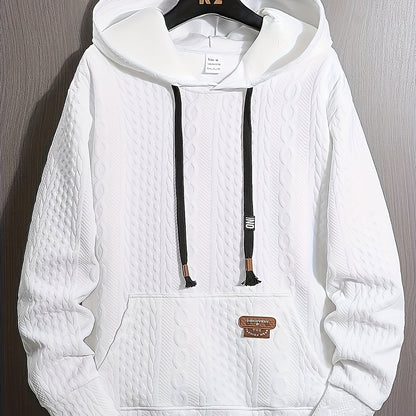 Men's Solid Polyester Hoodie, Long Sleeve, Sports Style